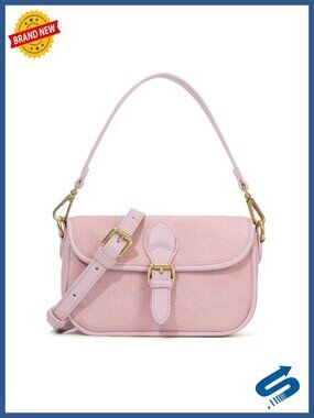 Faux Suede Leather Small Crossbody Purse with Flap and Adjustable Strap